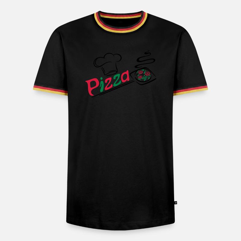 Pizza baker with cooking cap - Men's Ringer Shirt - black/tricolour