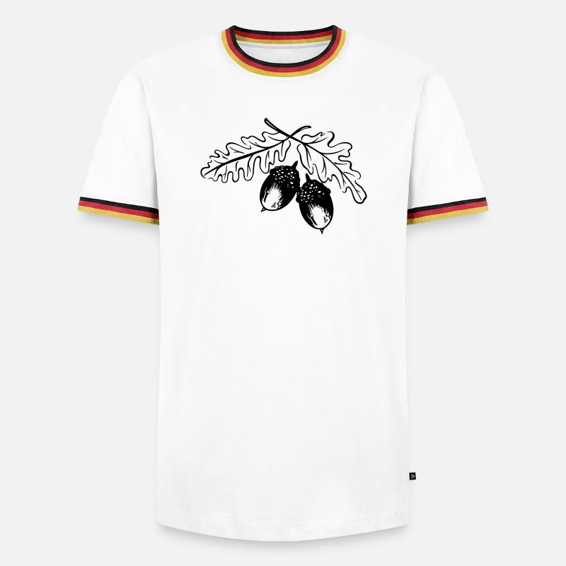 Eicheln, Eichenblätter, Herbst, Wandern - Männer Kontrast-T-Shirt - Weiß/Dreifarbig