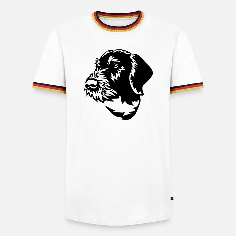 Deutsch Drahthaar - Männer Kontrast-T-Shirt - Weiß/Dreifarbig
