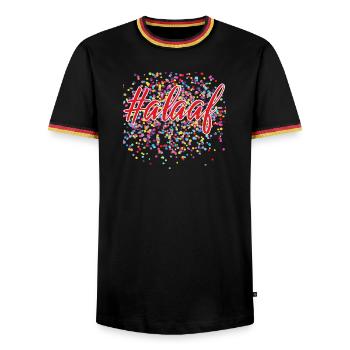 Karneval Fasching Kostüm Köln Weiberfastnacht - Männer Kontrast-T-Shirt - Schwarz/Dreifarbig - Vorne - AI Model Male 178 light (178cm) & AI Model Male 185 light (185cm)