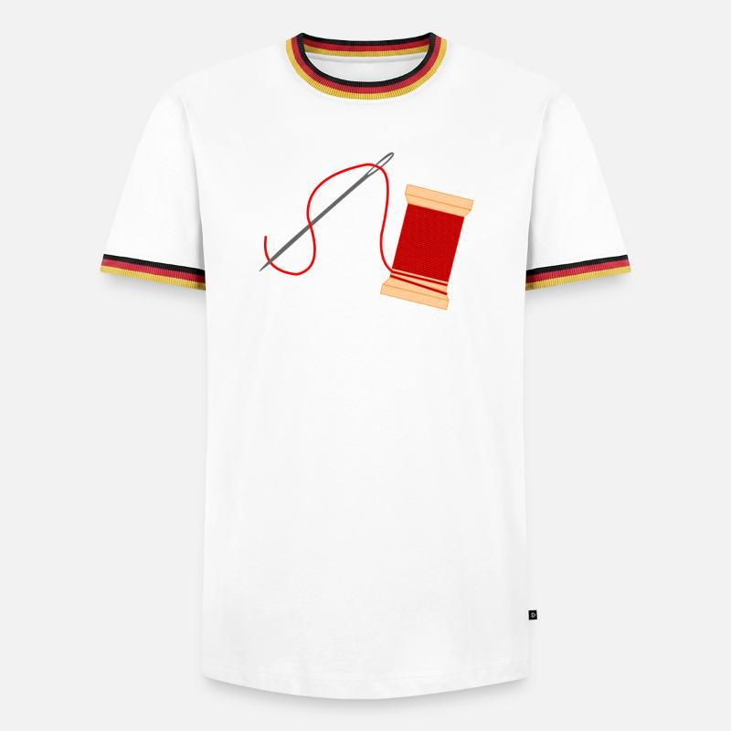 Needle and thread logo embroidery - Men's Ringer Shirt - white/tricolour