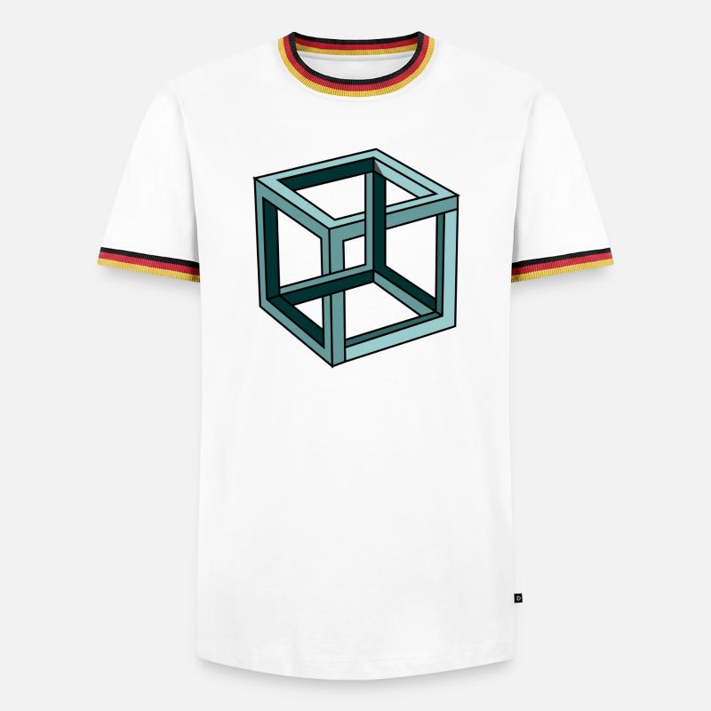 Escher Impossible Cube - Men's Ringer Shirt - white/tricolour
