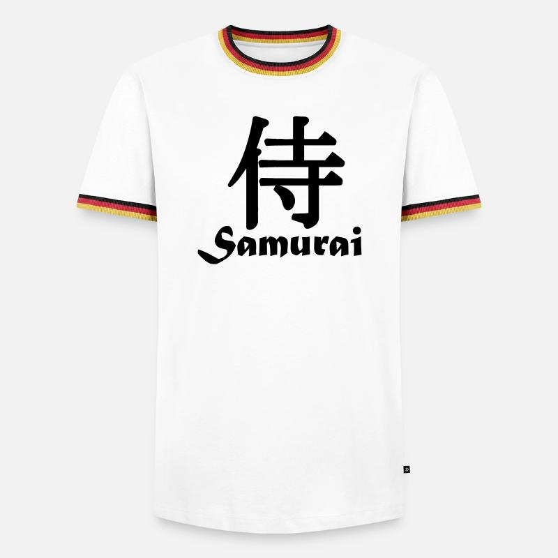 Samurai with text - Men's Ringer Shirt - white/tricolour