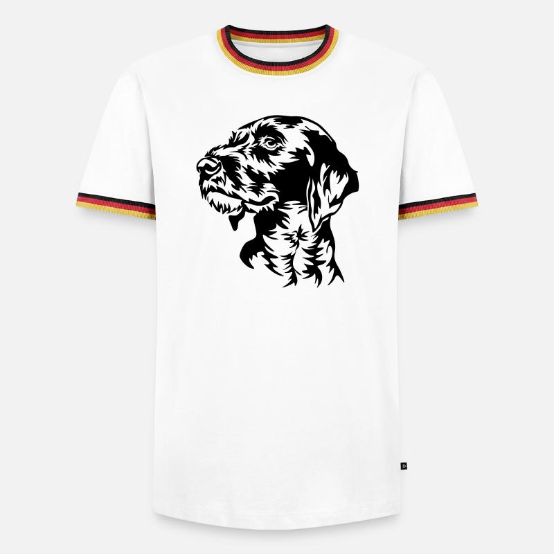 German Wirehaired Pointer head - Men's Ringer Shirt - white/tricolour