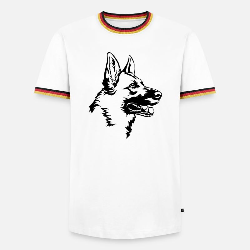 German shepherd head - Men's Ringer Shirt - white/tricolour