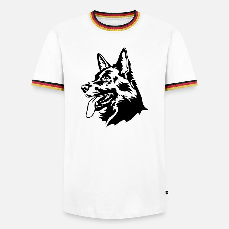 German shepherd head - Men's Ringer Shirt - white/tricolour