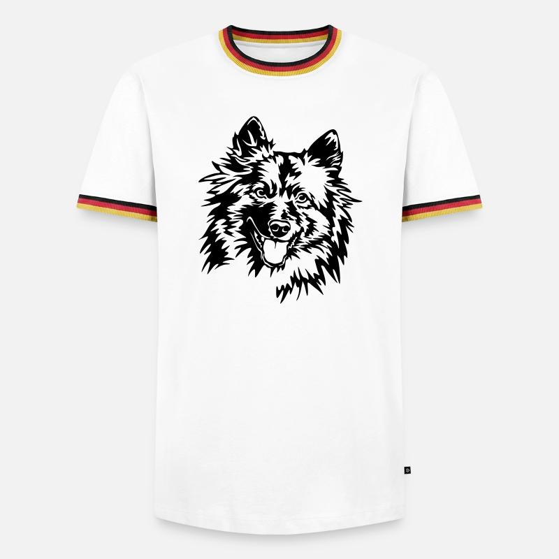 Wolfspitz Head - Men's Ringer Shirt - white/tricolour