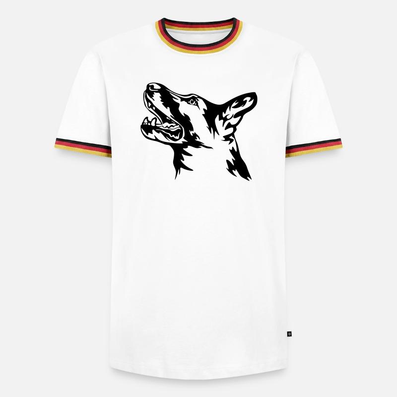 German Shepherd Head - Men's Ringer Shirt - white/tricolour