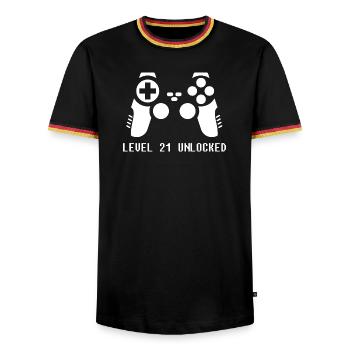 21ème anniversaire Gamer Gamer - T-shirt contrasté Homme - noir/tricolore - Devant - AI Model Male 178 light (178cm) & AI Model Male 185 light (185cm)