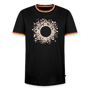 fantasievoller Rahmen aus zarter Spitzen Optik - Männer Kontrast-T-Shirt - Schwarz/Dreifarbig - Vorne - AI Model Male 178 light (178cm) & AI Model Male 185 light (185cm)