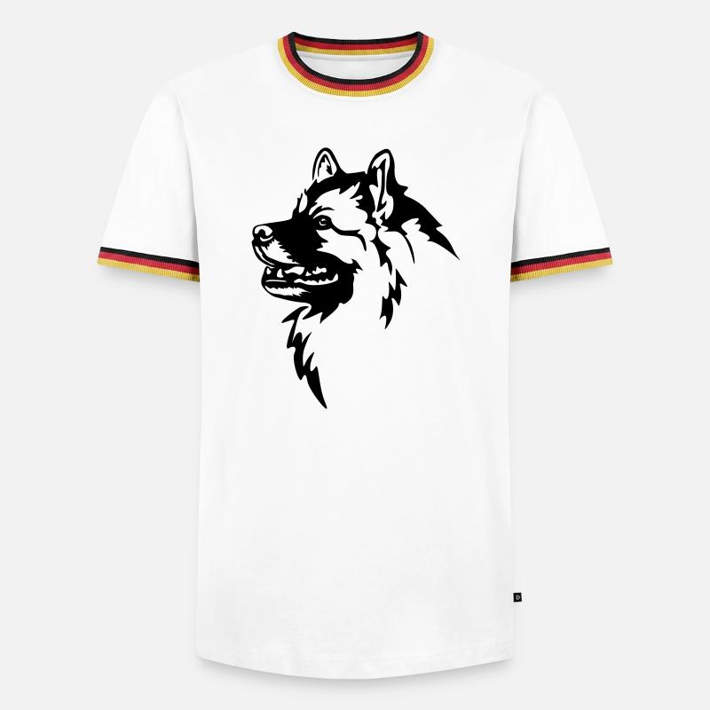 Wolfsspitz Head - Men's Ringer Shirt - white/tricolour