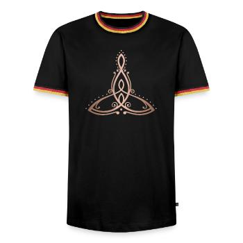 Celtic Motherhood Symbol Mutter mit zwei Kindern - Männer Kontrast-T-Shirt - Schwarz/Dreifarbig - Vorne - AI Model Male 178 light (178cm) & AI Model Male 185 light (185cm)