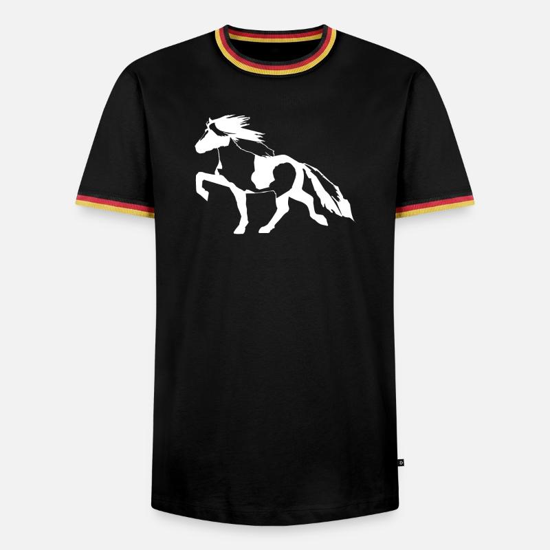 Edles Islandpferd Schecke gefleckter Isländer - Männer Kontrast-T-Shirt - Schwarz/Dreifarbig