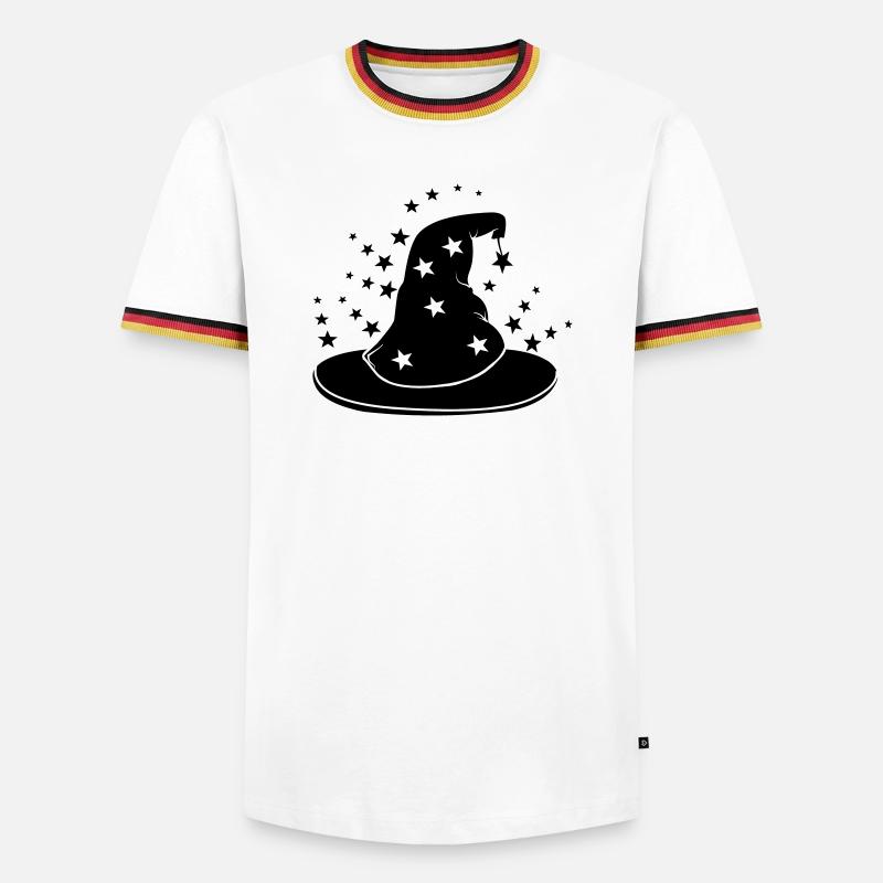 Magical wizard hat with stars - Men's Ringer Shirt - white/tricolour