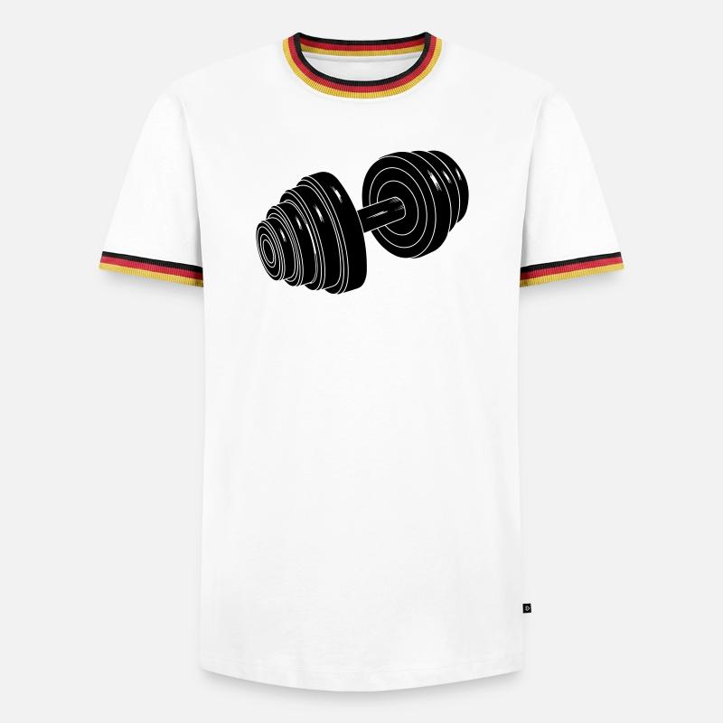 Dumbel Gym Gewicht - Männer Kontrast-T-Shirt - Weiß/Dreifarbig