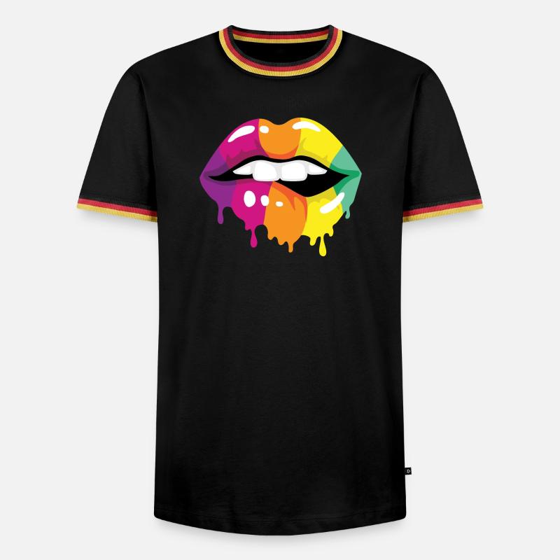 Coloured Lips - Men's Ringer Shirt - black/tricolour