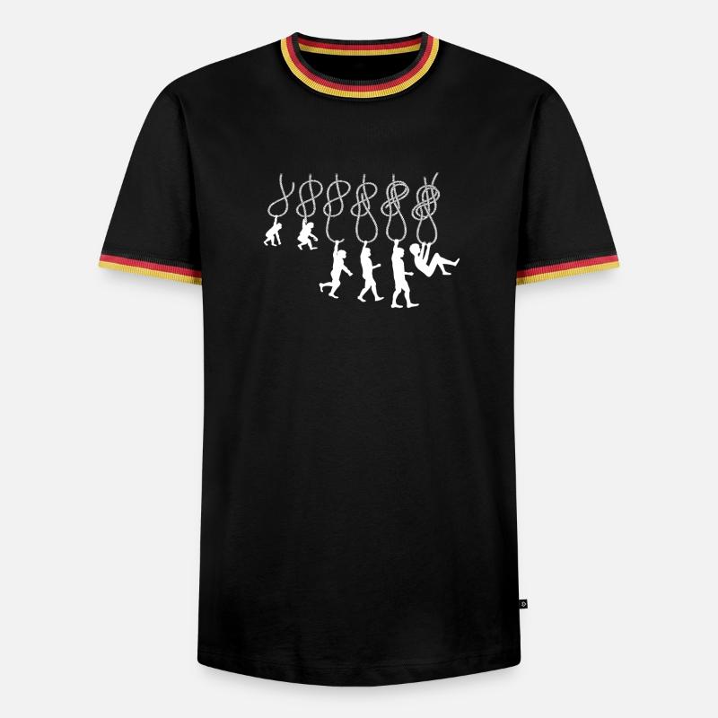 Evolution Klettern Kletterknoten Achter Knoten - Männer Kontrast-T-Shirt - Schwarz/Dreifarbig