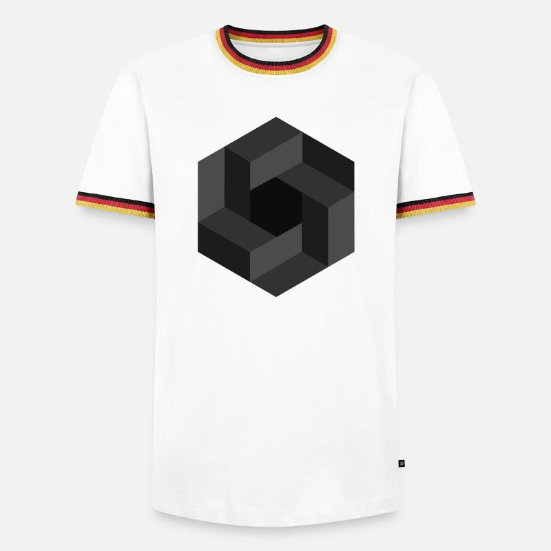 Abstract Geometric Pattern in Grayscale - Men's Ringer Shirt - white/tricolour