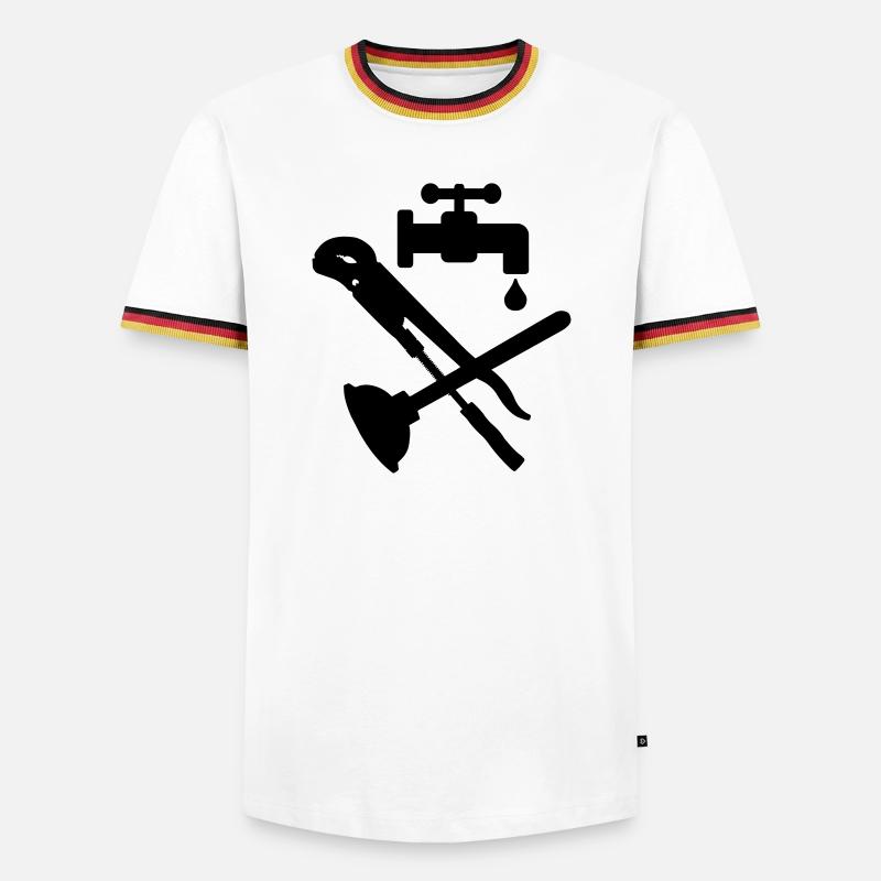 Tool plumber crane logo - Men's Ringer Shirt - white/tricolour