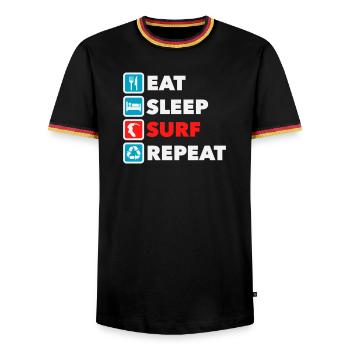 Eat Sleep Surf Repeat - Men's Ringer Shirt - black/tricolour - Front - AI Model Male 178 light (178cm) & AI Model Male 185 light (185cm)