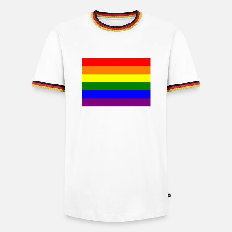 Pride Regenbogen Flaggendesign - Männer Kontrast-T-Shirt - Weiß/Dreifarbig
