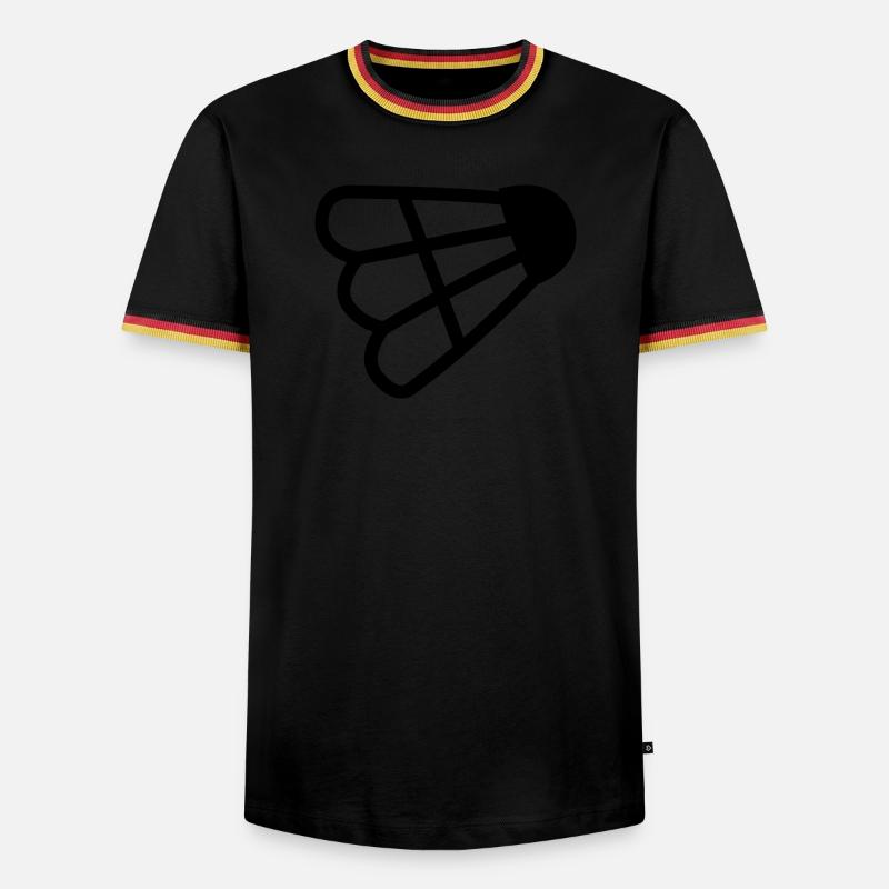 Badminton simple shuttle logo - Men's Ringer Shirt - black/tricolour