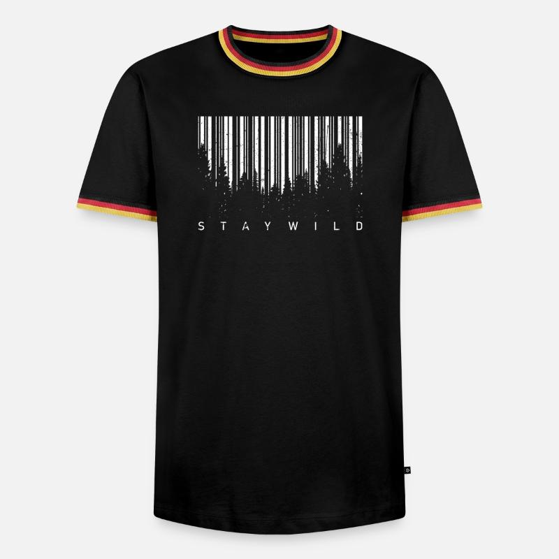 Wald-Barcode-Silhouette - Männer Kontrast-T-Shirt - Schwarz/Dreifarbig