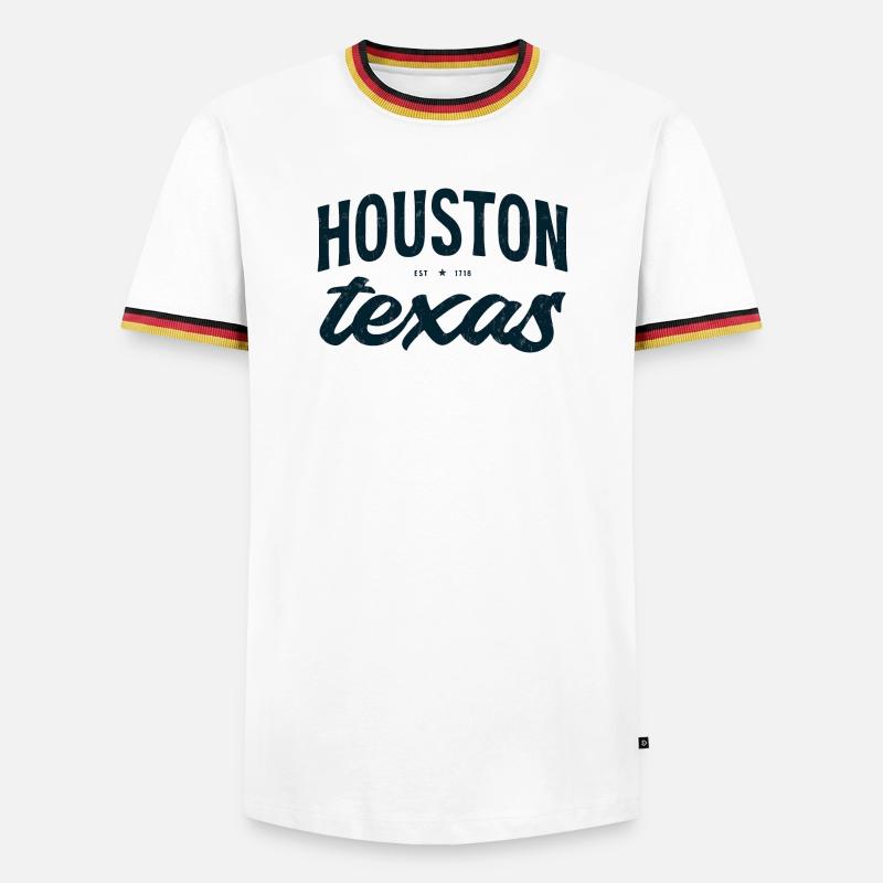 Houston Texas Script Emblem Tee - Männer Kontrast-T-Shirt - Weiß/Dreifarbig