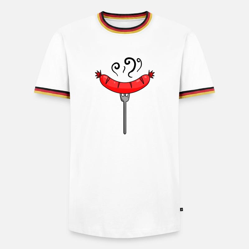 Wurst Currywurst Fleisch Bratwurst Grillwurst - Männer Kontrast-T-Shirt - Weiß/Dreifarbig