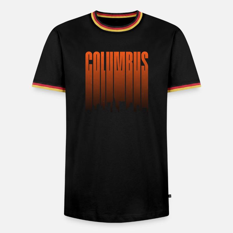Columbus Skyline Sunset Gradient - Men's Ringer Shirt - white/tricolour