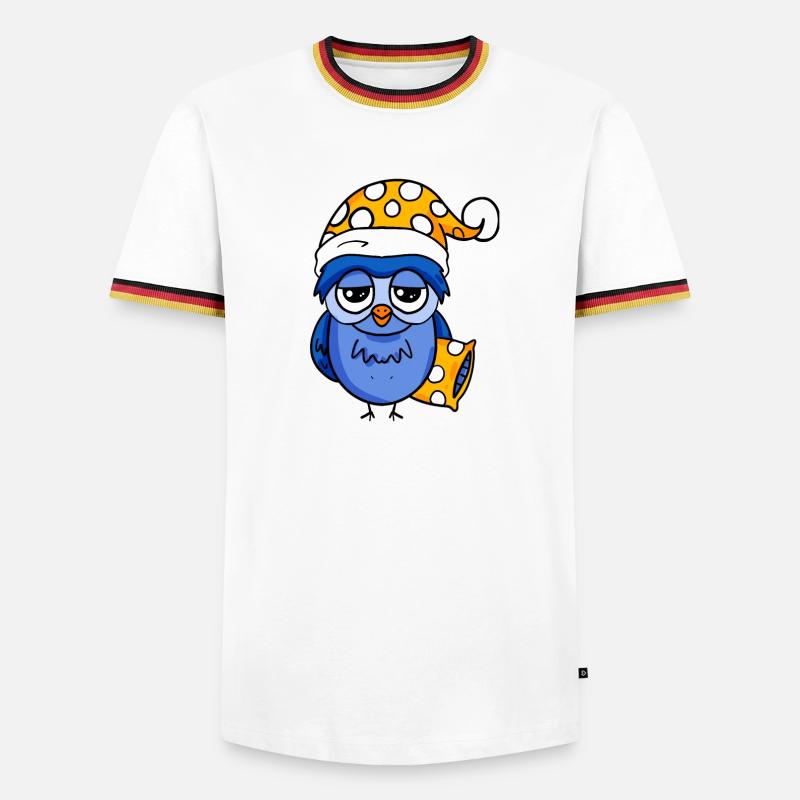 Schläfrige Eule - Männer Kontrast-T-Shirt - Weiß/Dreifarbig