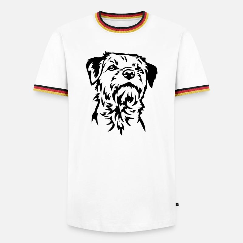 Border Terrier Head - Men's Ringer Shirt - white/tricolour
