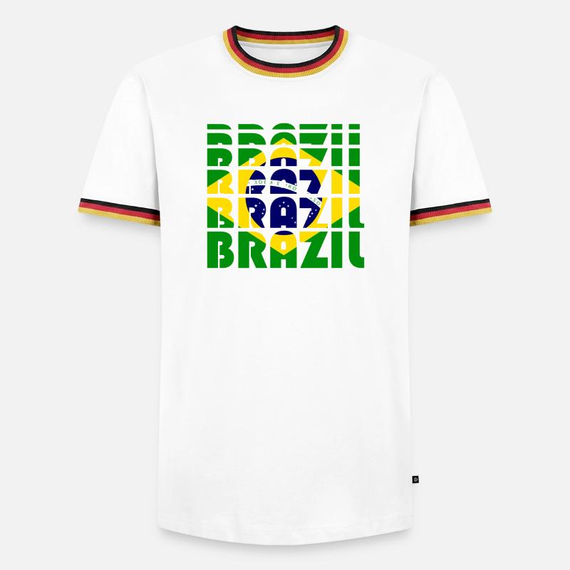 Brazil Flags Grid Pattern - Men's Ringer Shirt - white/tricolour