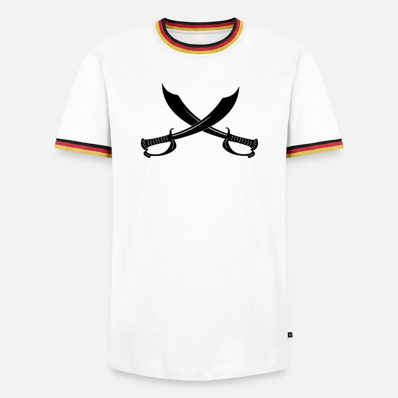 Zwei Schwerter - Männer Kontrast-T-Shirt - Weiß/Dreifarbig