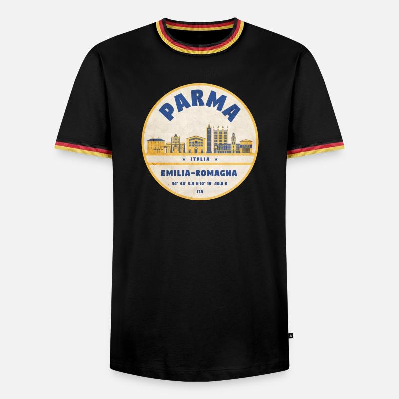 Parma Skyline Emilia Romagna Sticker - Männer Kontrast-T-Shirt - Schwarz/Dreifarbig