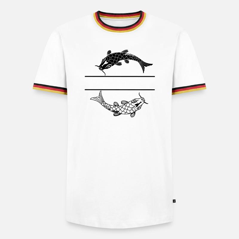 Fisch schwarz-weiß mit leerer Textleiste - Männer Kontrast-T-Shirt - Weiß/Dreifarbig