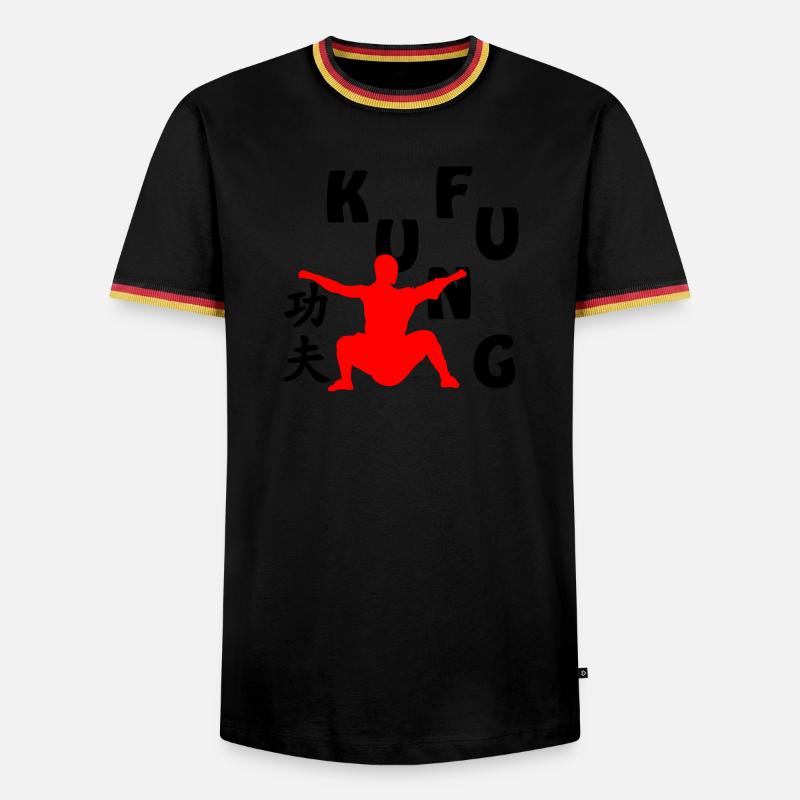 Shaolin monk shadow figure - Men's Ringer Shirt - black/tricolour