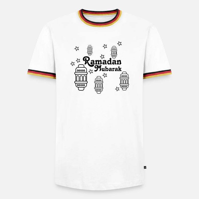 Ramadan Mubarak lights, asterisks - Men's Ringer Shirt - white/tricolour