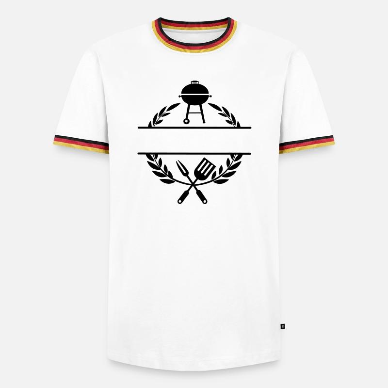 BBQ-Monogramm - Männer Kontrast-T-Shirt - Weiß/Dreifarbig