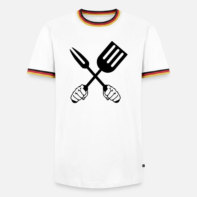 Barbecue tools two fists - Men's Ringer Shirt - white/tricolour