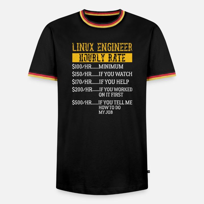 Linux Engineer Stundensatz Mechaniker Arbeitsrate - Männer Kontrast-T-Shirt - Schwarz/Dreifarbig