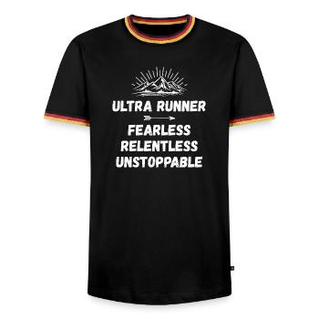 Ultra Runner - Intrépide. Implacable. Imparable. - T-shirt contrasté Homme - noir/tricolore - Devant - AI Model Male 178 light (178cm) & AI Model Male 185 light (185cm)
