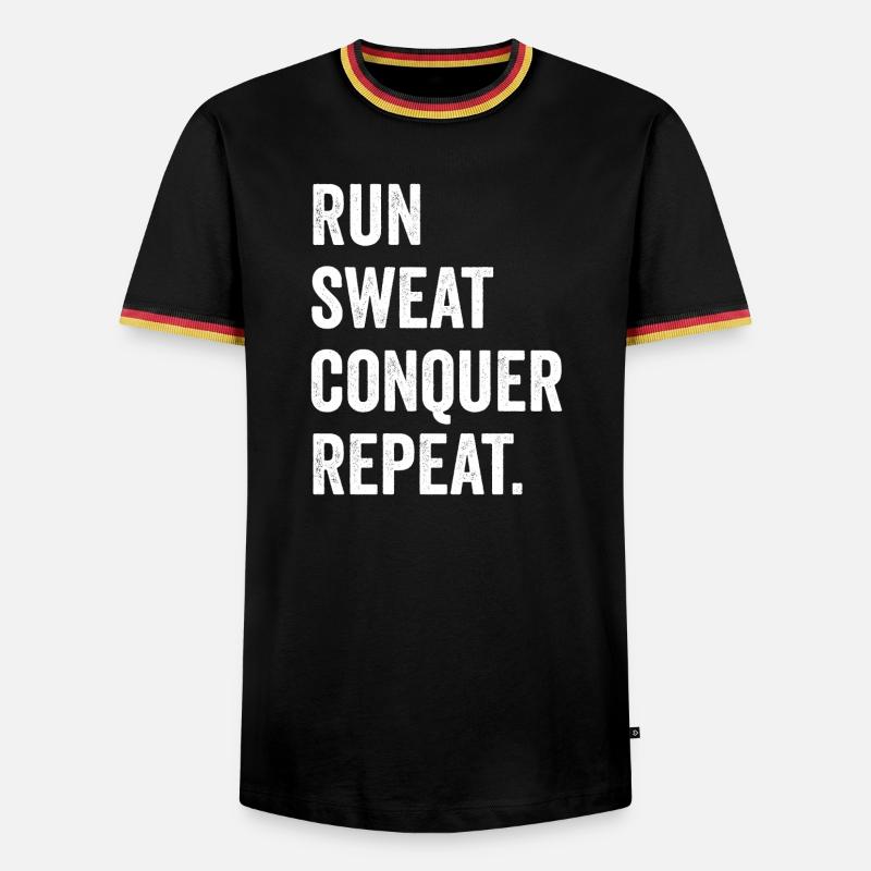 Run. Sweat. Conquer. Repeat. - Men's Ringer Shirt - black/tricolour