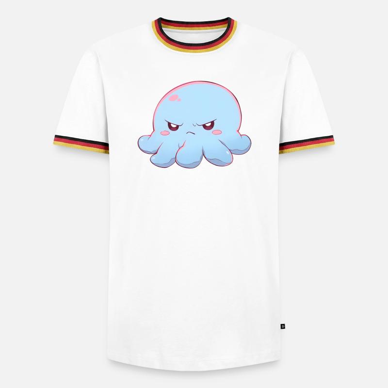 Blue grumpy octopus - Männer Kontrast-T-Shirt - Weiß/Dreifarbig