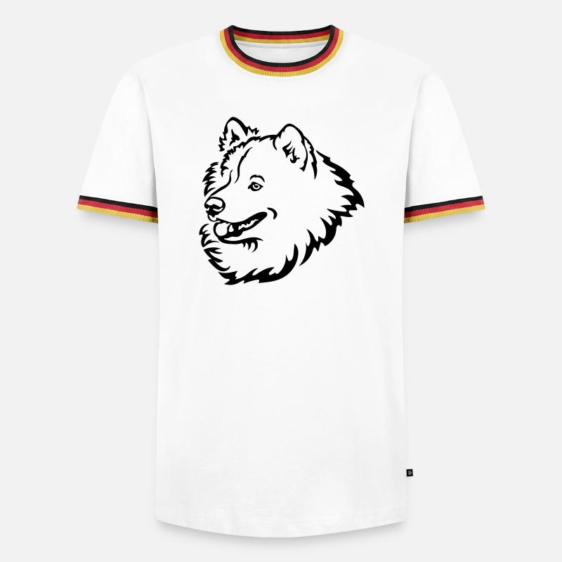 Tête de Samoyède - T-shirt contrasté Homme - blanc/tricolore
