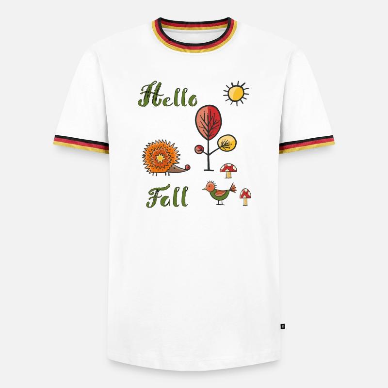 Hello Fall - Männer Kontrast-T-Shirt - Weiß/Dreifarbig