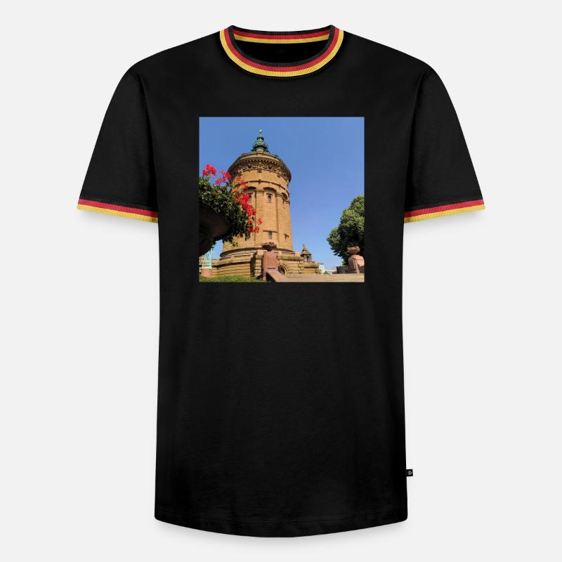 WASSERTURM MANNHEIM - Männer Kontrast-T-Shirt - Weiß/Dreifarbig