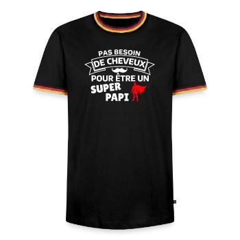 Humour capillaire super héros paternité - T-shirt contrasté Homme - noir/tricolore - Devant - AI Model Male 178 light (178cm) & AI Model Male 185 light (185cm)