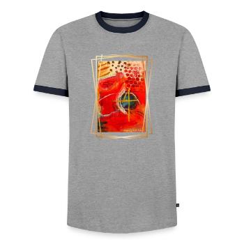 Abstraktion lebendiger geometrischer Formen - Männer Kontrast-T-Shirt - Grau/Navy  - Vorne - AI Model Female 172 light (172cm) & AI Model Male 178 light (178cm)