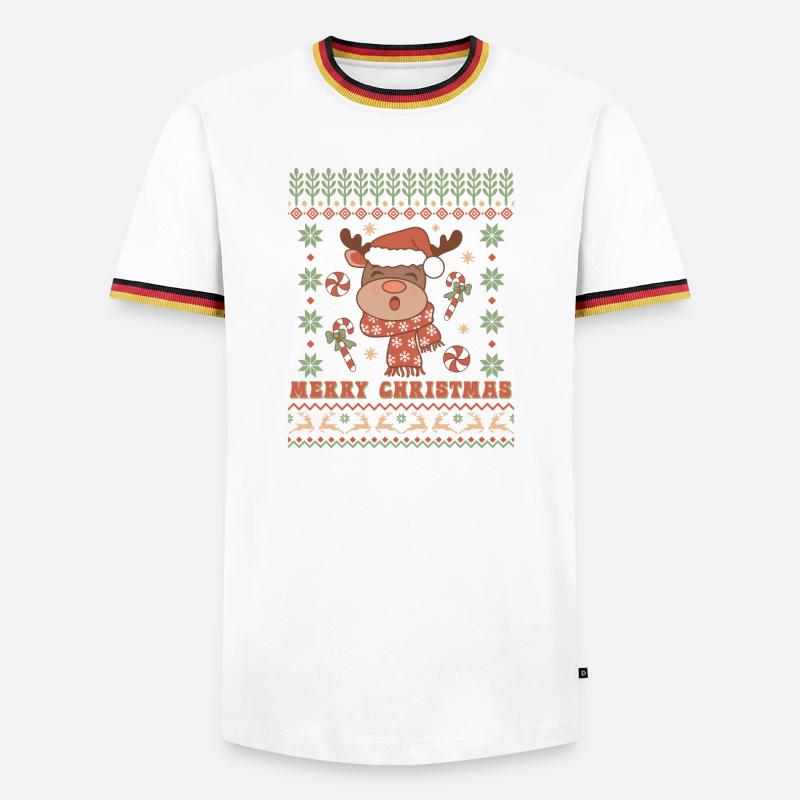 Hässlicher Weihnachtspullover - Männer Kontrast-T-Shirt - Weiß/Dreifarbig